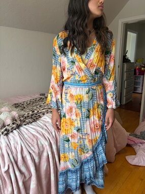 🩷Luxurious Farm Rio Camilla Wrap Dress for Anthropologie❤️100% Viscose